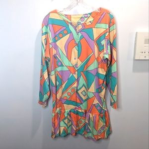 Handmade 90s Vintage Psychedelic Shirt Dress